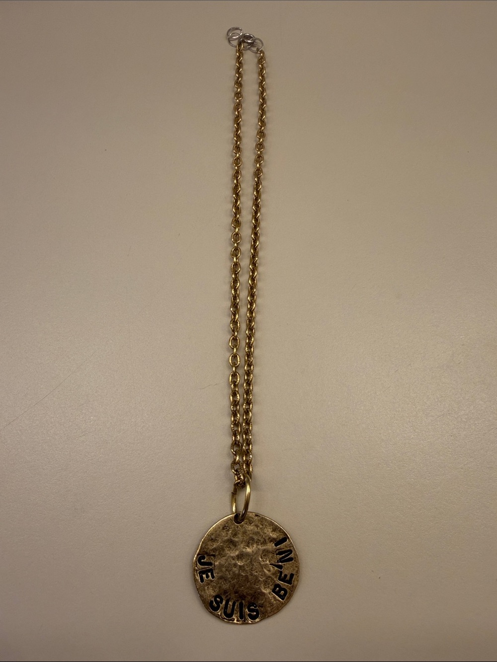 Diane Warner Gold Round Hammered Pendant Necklace